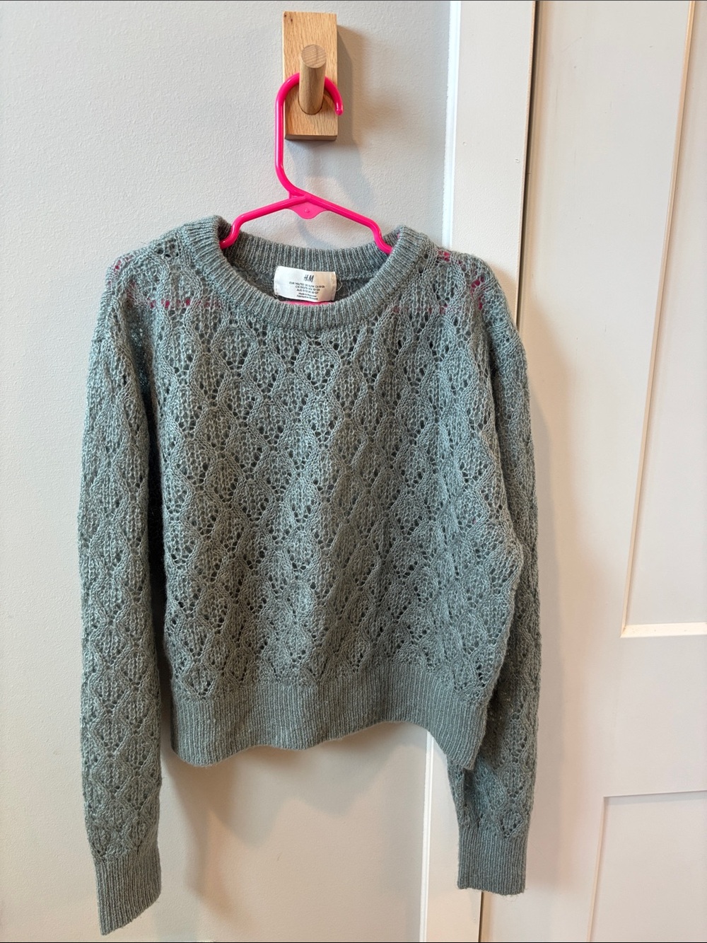 H&M Girls Lightweight Sage Knit Crewneck Sweater